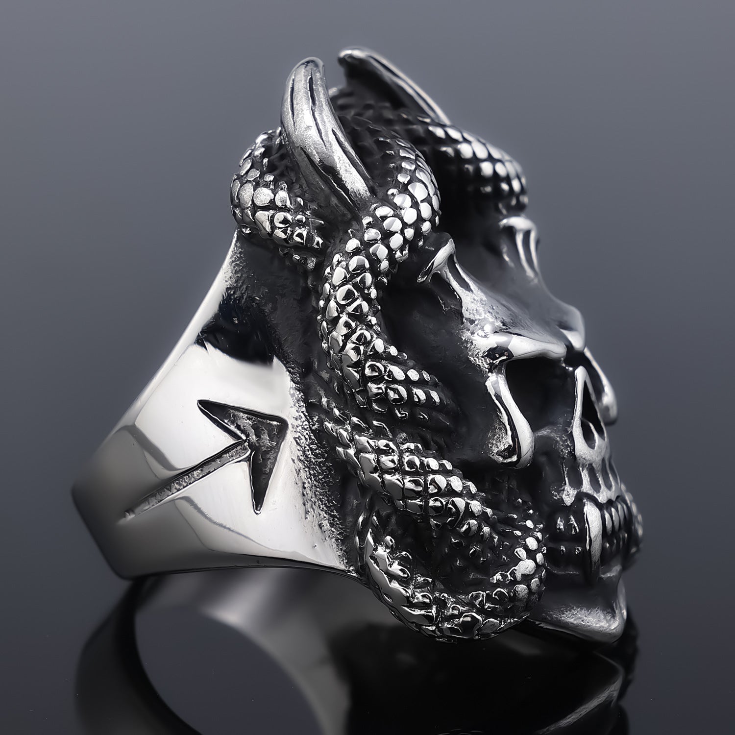 Wholesale Skull Snake Shape Stainless Steel Men's Ring